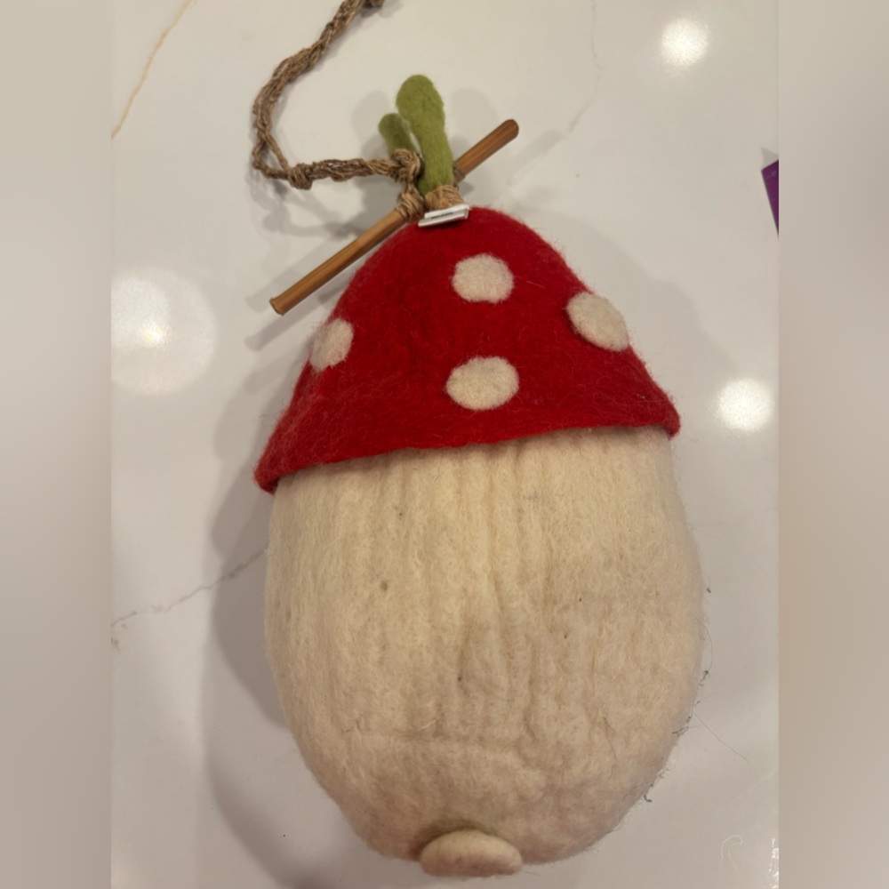 Felt mushroom birdhouse decor handmade woodland - Picture 3 of 8